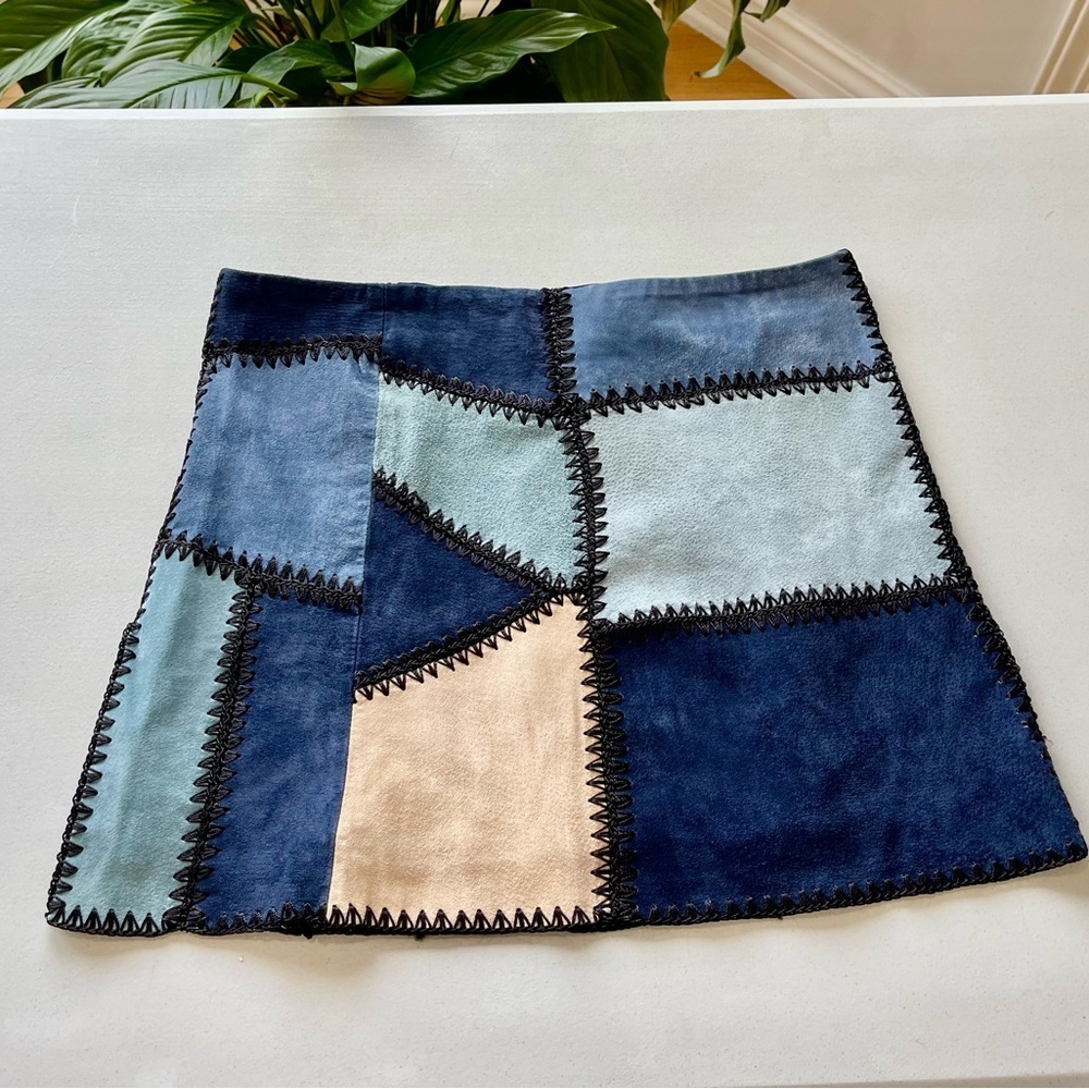 Zara size small patchwork suede leather mini skirt concert festival going out - Picture 9 of 11